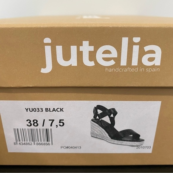 Jutelia Women's Leather Espadrilles Raffia Braided
Wedge Black Size 7.5 - Picture 5 of 5